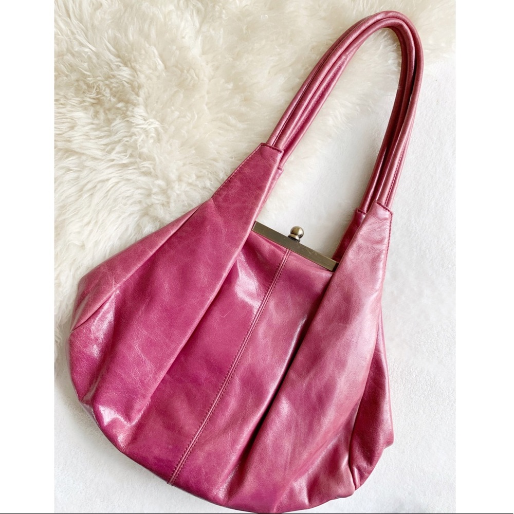 Dusty pink leather hobo bag